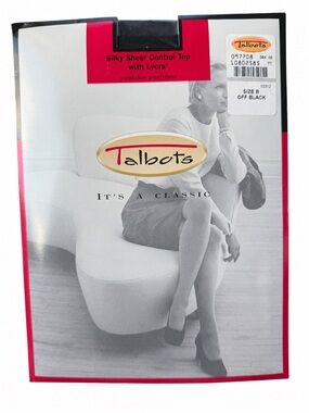 Talbots Silky Sheer Control Top Pantyhose Off Black Size B NIP Vintage Lycra